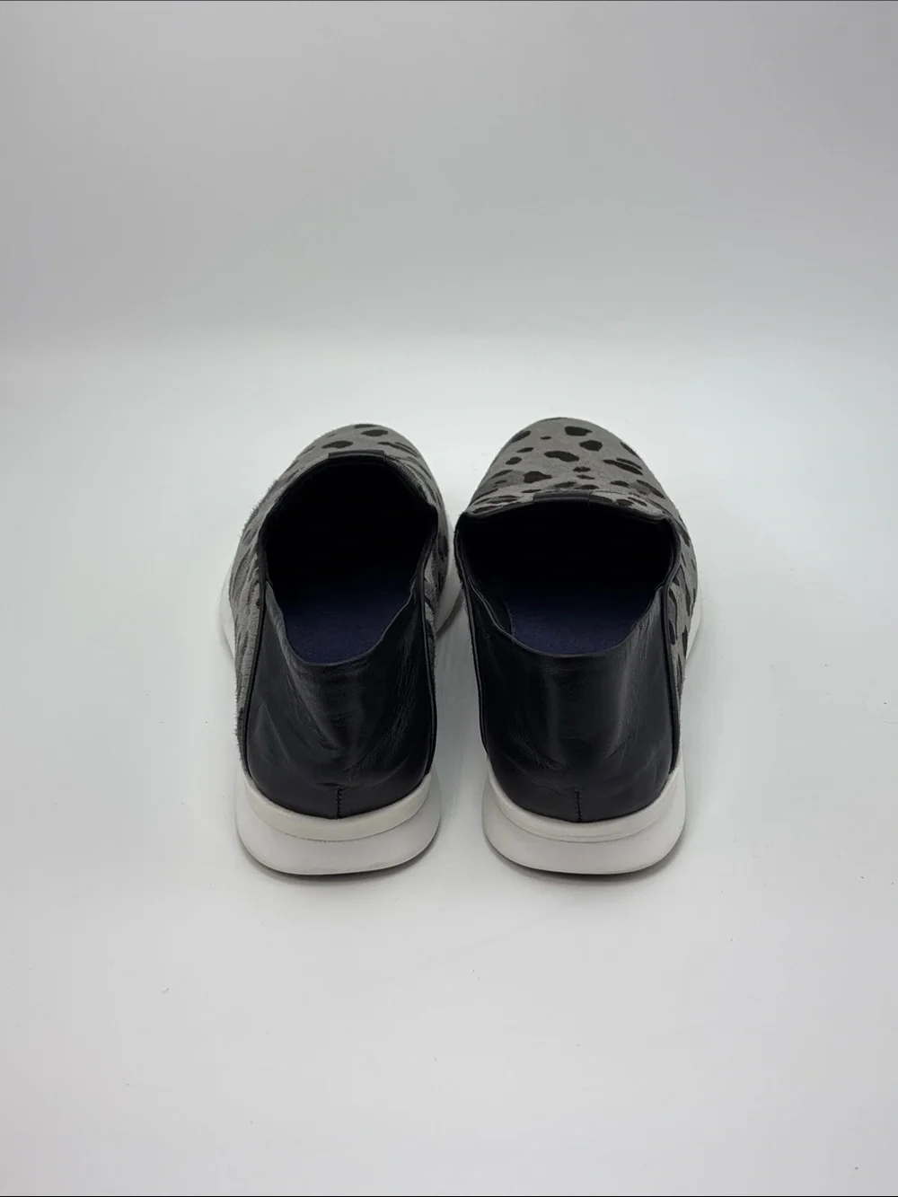Cole Haan Grand Horizon Grey Leopard Print Calf Hair Slip On Shoes - size 8